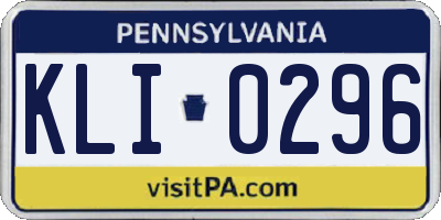 PA license plate KLI0296
