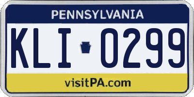 PA license plate KLI0299