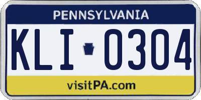 PA license plate KLI0304