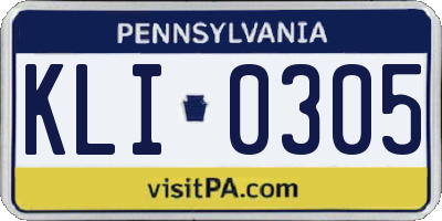 PA license plate KLI0305