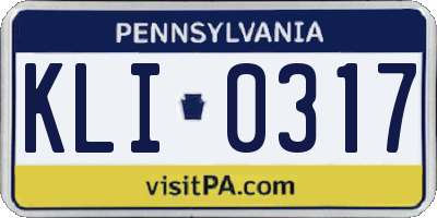 PA license plate KLI0317