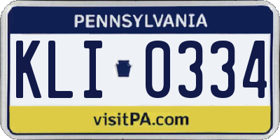 PA license plate KLI0334