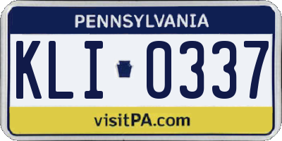 PA license plate KLI0337