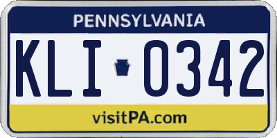 PA license plate KLI0342