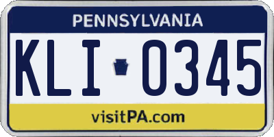 PA license plate KLI0345