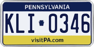 PA license plate KLI0346