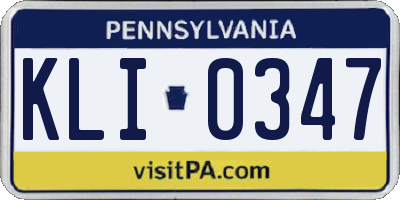 PA license plate KLI0347