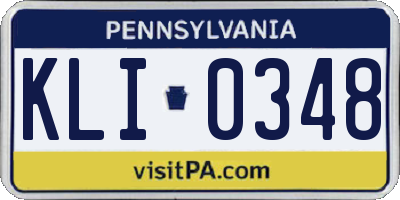 PA license plate KLI0348