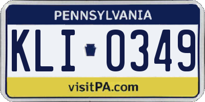 PA license plate KLI0349