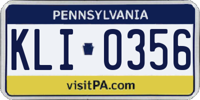 PA license plate KLI0356