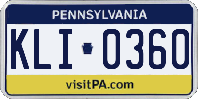 PA license plate KLI0360