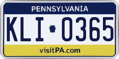 PA license plate KLI0365
