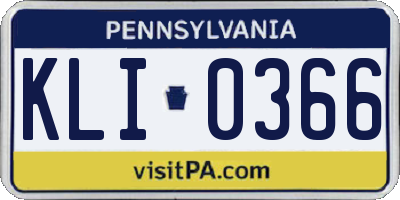 PA license plate KLI0366