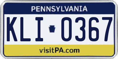 PA license plate KLI0367