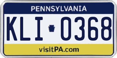 PA license plate KLI0368