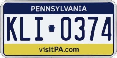 PA license plate KLI0374