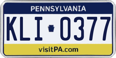 PA license plate KLI0377