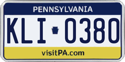 PA license plate KLI0380