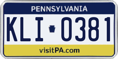 PA license plate KLI0381