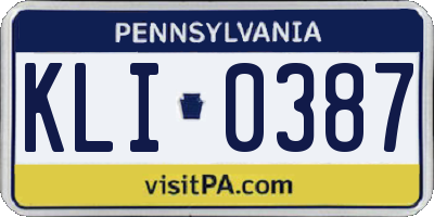 PA license plate KLI0387