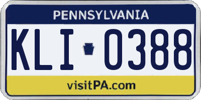 PA license plate KLI0388