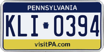 PA license plate KLI0394