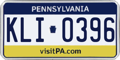 PA license plate KLI0396