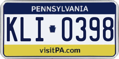 PA license plate KLI0398