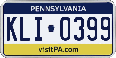PA license plate KLI0399