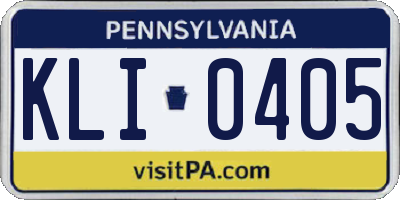 PA license plate KLI0405