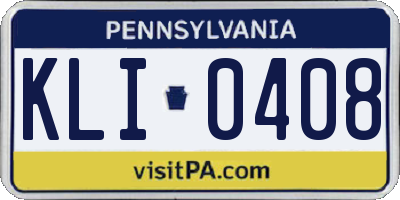 PA license plate KLI0408