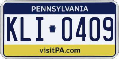 PA license plate KLI0409