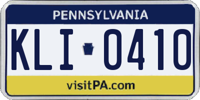 PA license plate KLI0410