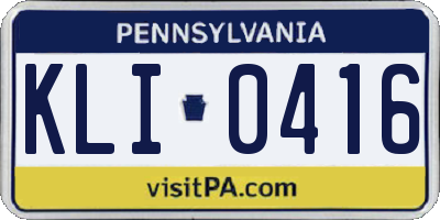 PA license plate KLI0416