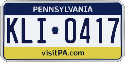 PA license plate KLI0417