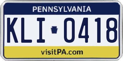PA license plate KLI0418