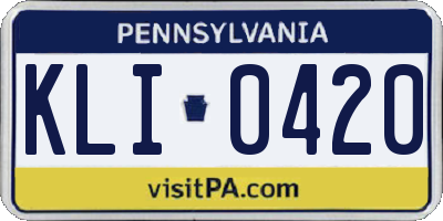 PA license plate KLI0420
