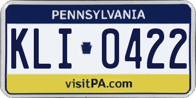 PA license plate KLI0422