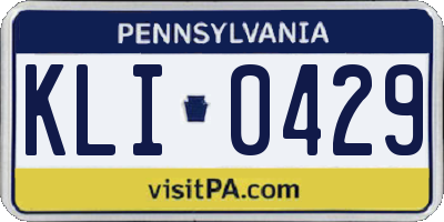 PA license plate KLI0429