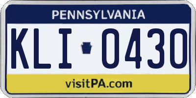 PA license plate KLI0430