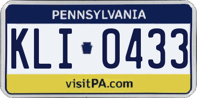 PA license plate KLI0433