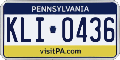 PA license plate KLI0436
