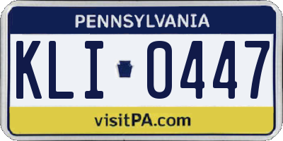 PA license plate KLI0447
