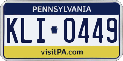 PA license plate KLI0449