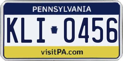 PA license plate KLI0456