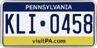 PA license plate KLI0458