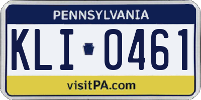 PA license plate KLI0461