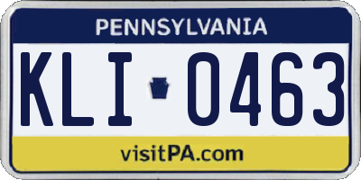 PA license plate KLI0463