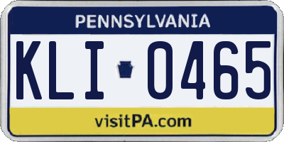 PA license plate KLI0465