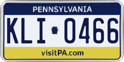 PA license plate KLI0466
